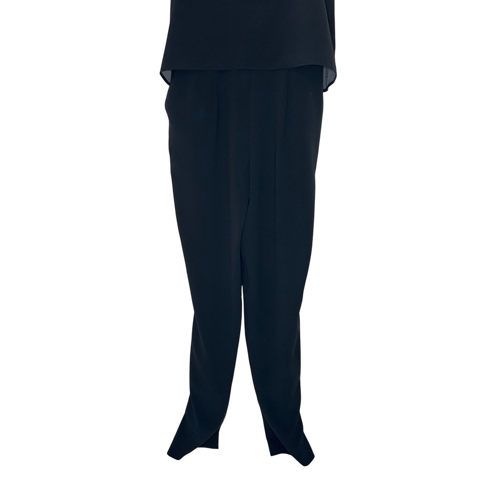 Cynthia Rowley Black Floral Bib Layered Jumpsuit NWT Holiday Glam Size 4 - Picture 5 of 8